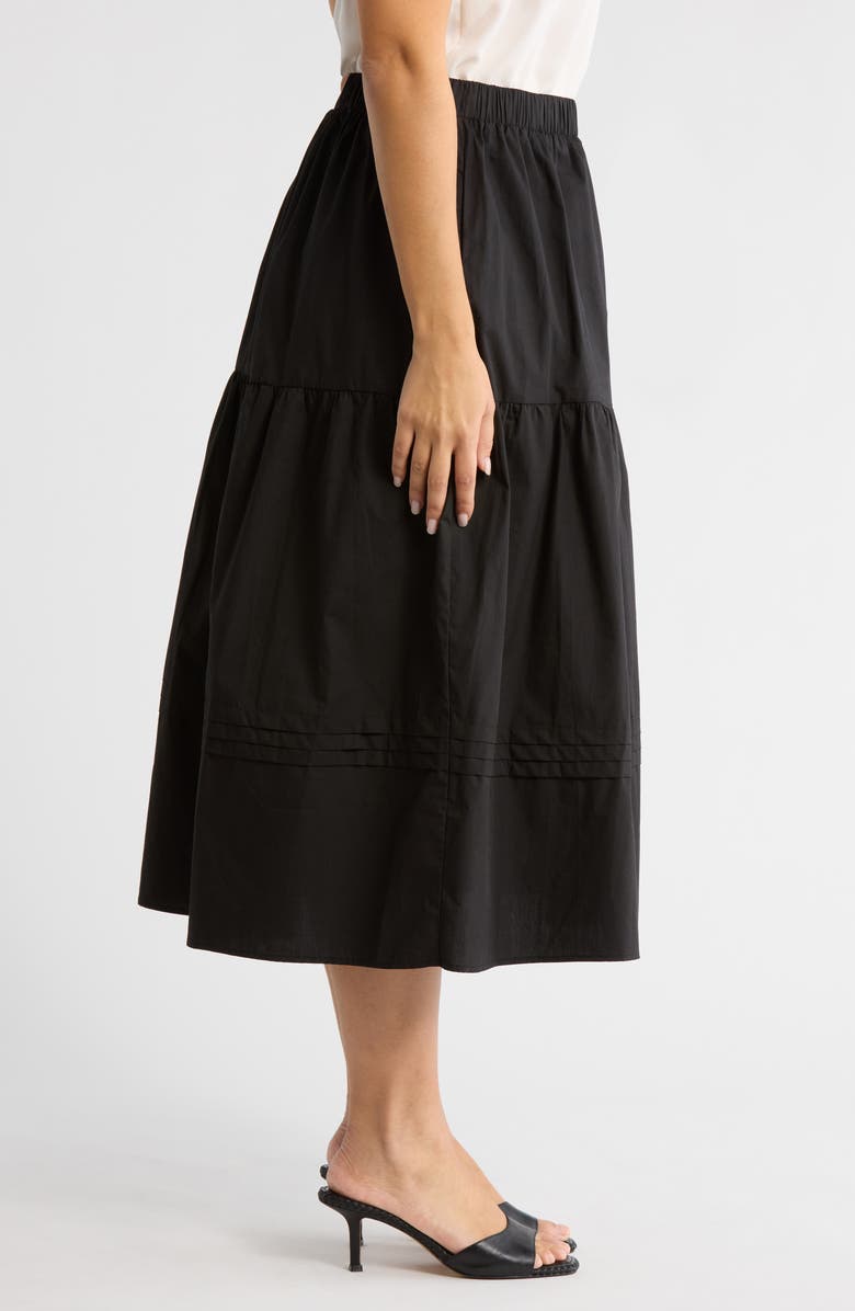 SUGARLIPS Floral Tiered Cotton Maxi Skirt, Alternate, color, Black