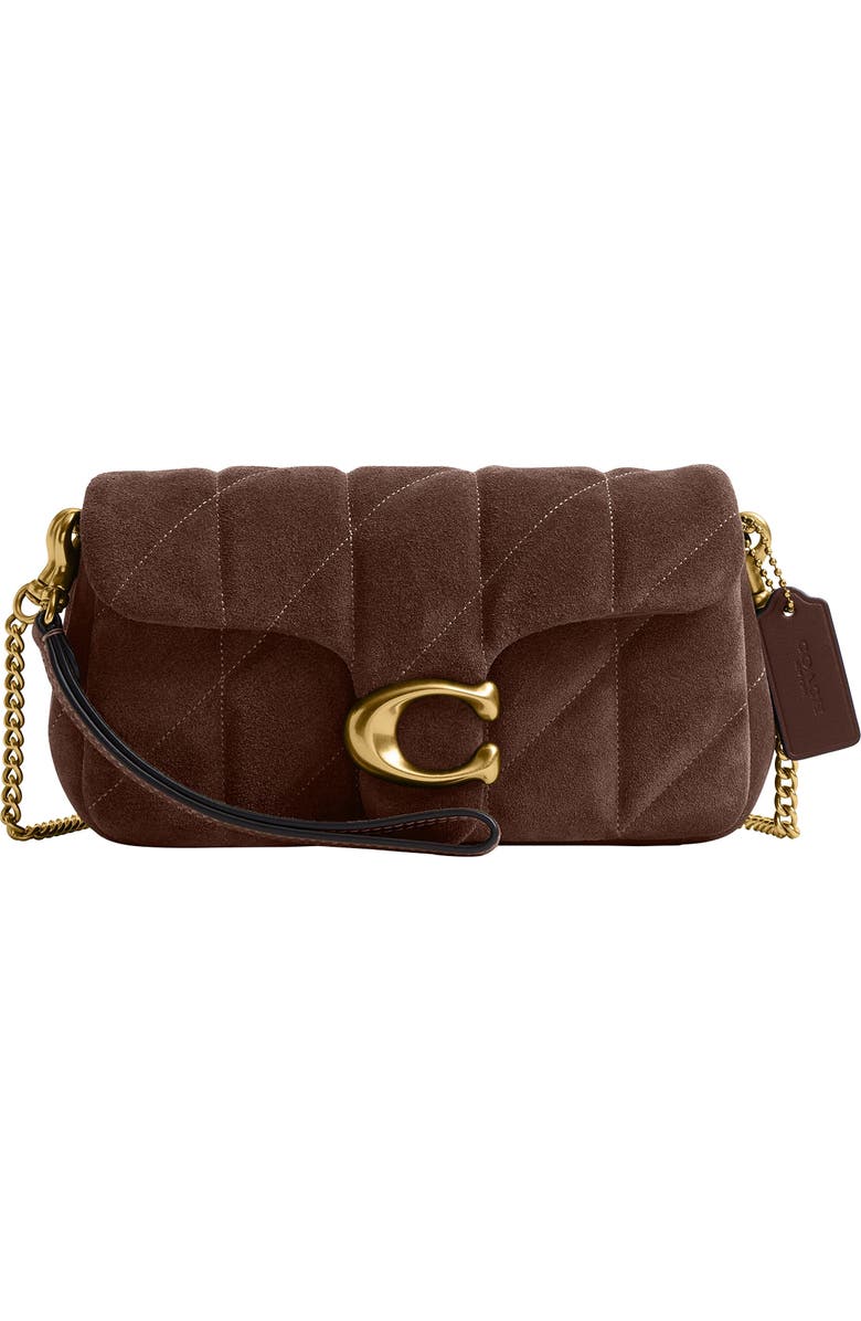 COACH Tabby 19 Quilted Suede Crossbody Bag, Main, color, B4/ Dark Chocolate