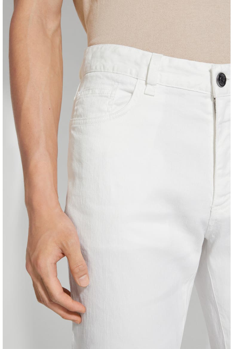 Roccia Garment Dyed Stretch Linen & Cotton Slim Fit Jeans, Alternate, color, BIANCO ZEGNA