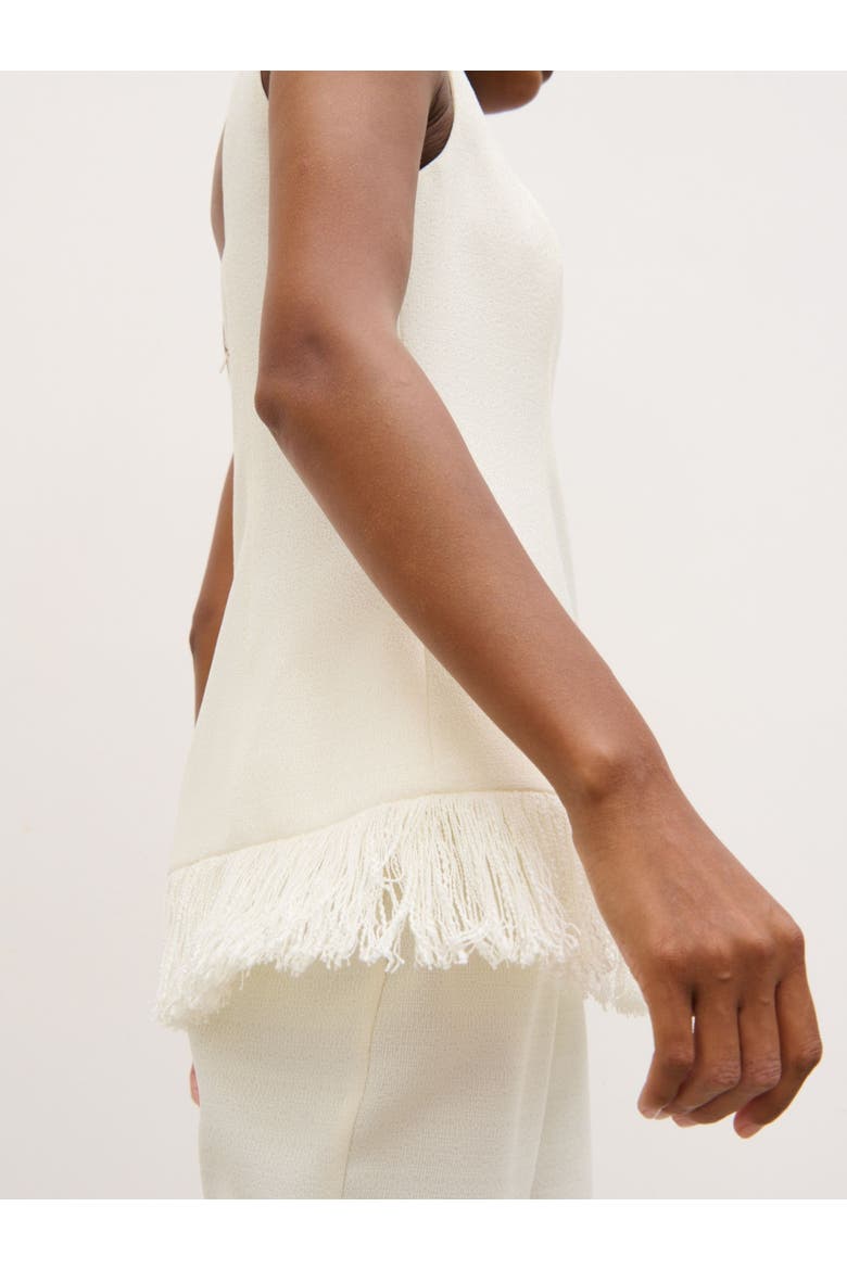 Verona Fringed Tweed Top, Alternate, color, Cream