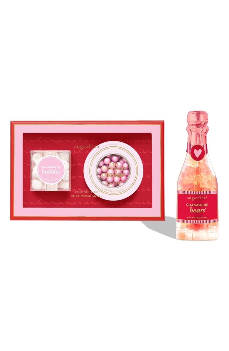 sugarfina Pink Champagne & Caviar Candy Bento Box Gift Set, Main, color, 