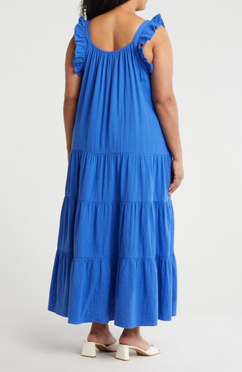 Shop Caslonr Caslon(r) Ruffle Strap Maxi Dress In Blue Dazzle
