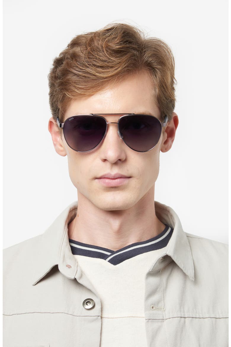 60mm Aviator Sunglasses, Alternate, color, DARK RUTHENIUM GREY