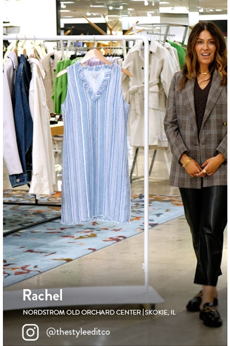 Presido Point Stripe Ruffle Linen Shift Dress video