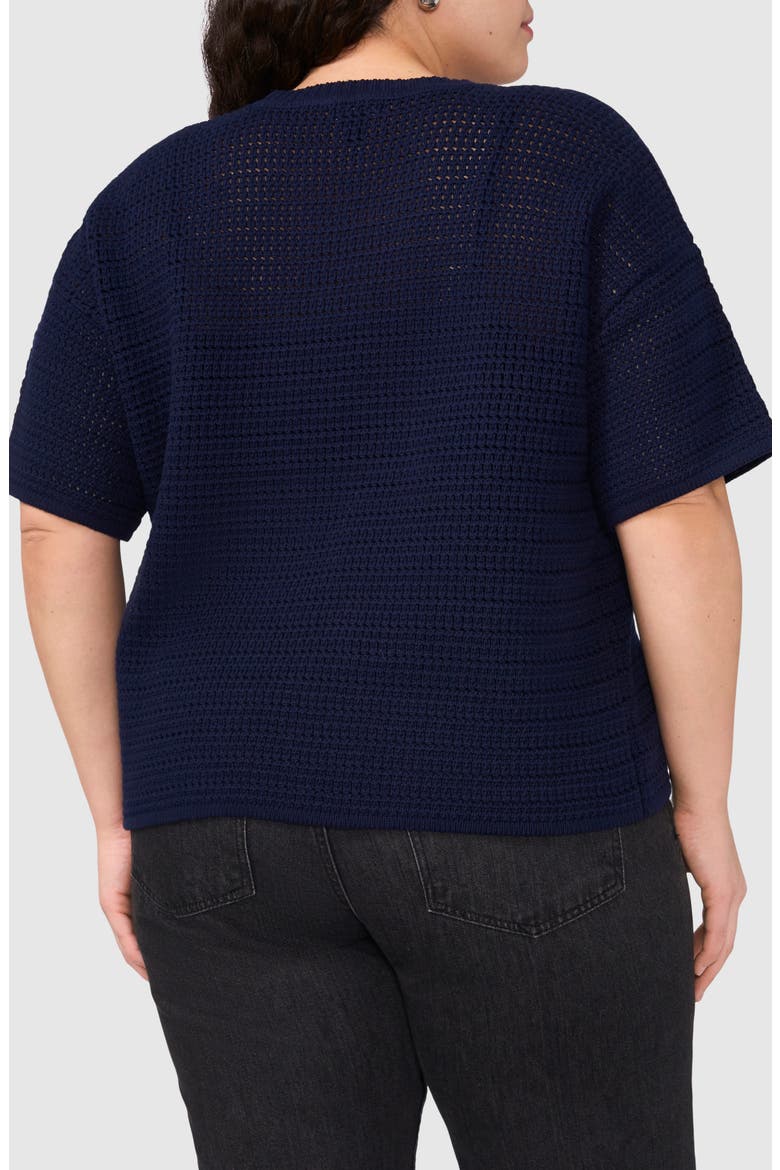 Open Stitch Cotton Crewneck Sweater, Alternate, color, CLASSIC NAVY