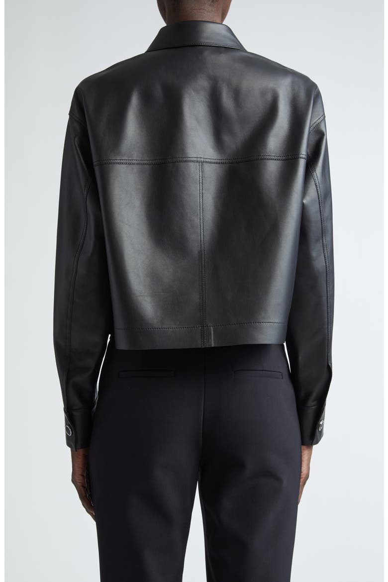 Crop Leather Shirt Jacket, Alternate, color, BLACK