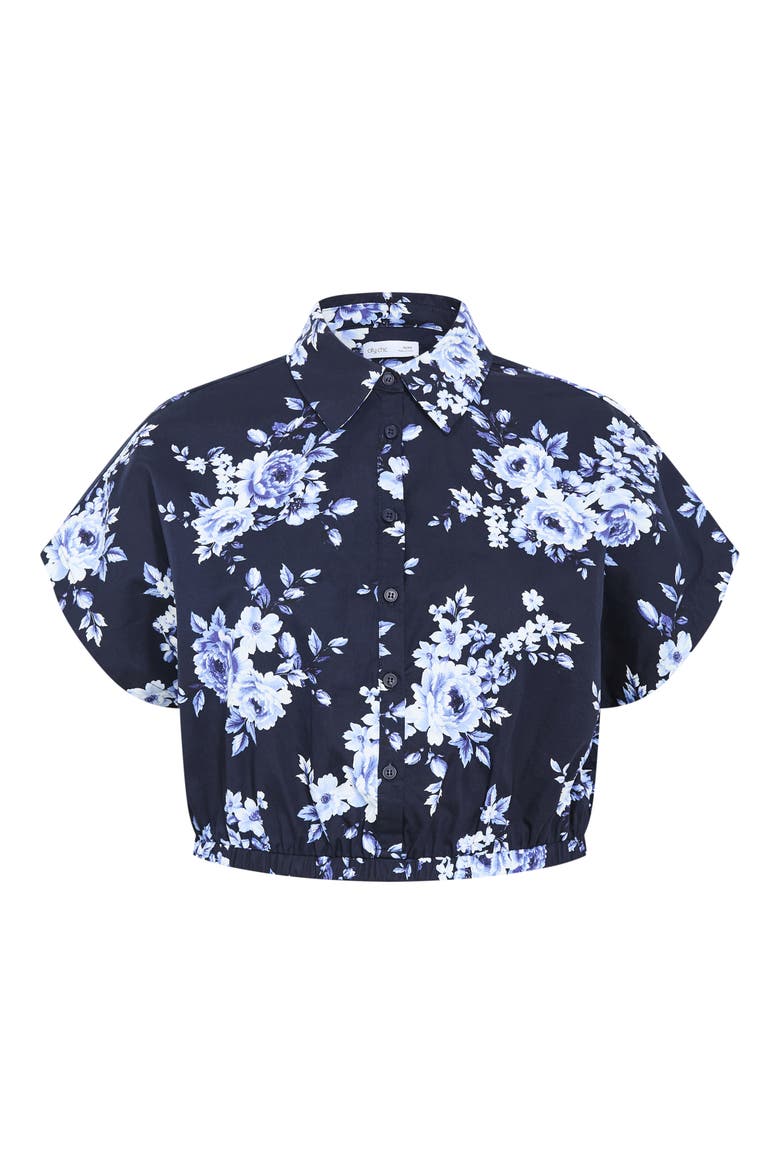 Vacay Crop Cotton Button-Up Shirt, Alternate, color, AMALFI FLORAL