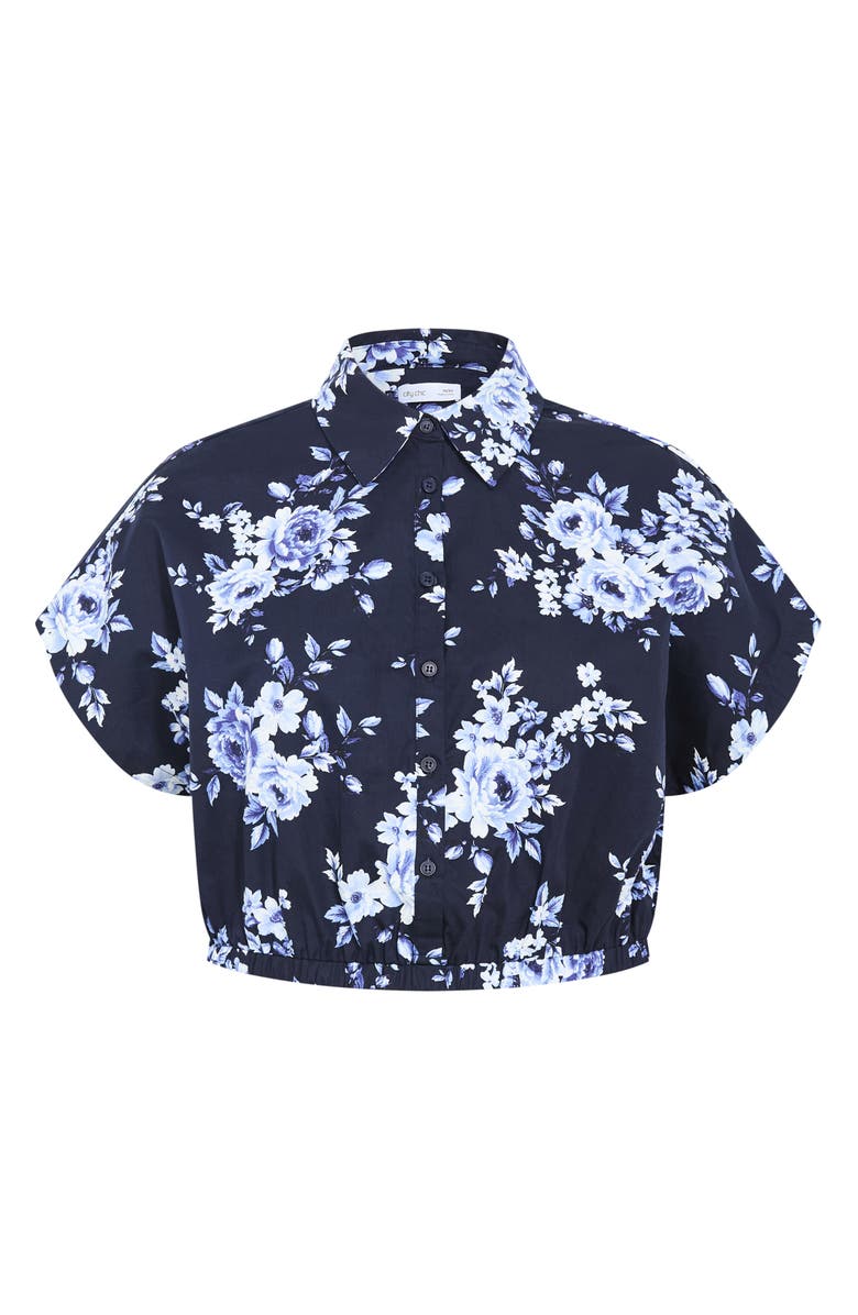 City Chic Vacay Crop Cotton Button-Up Shirt, Alternate, color, 