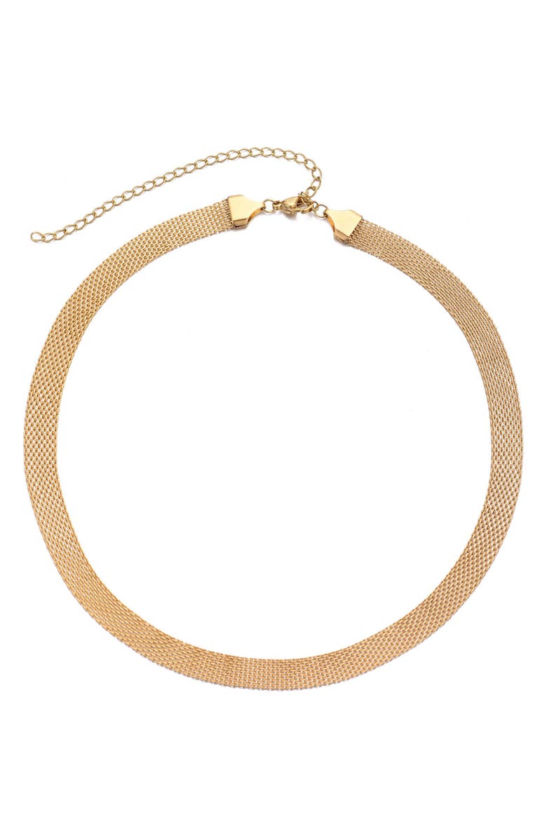 Adornia 18K Gold Plated Mesh Chain Necklace, Main, color, Gold