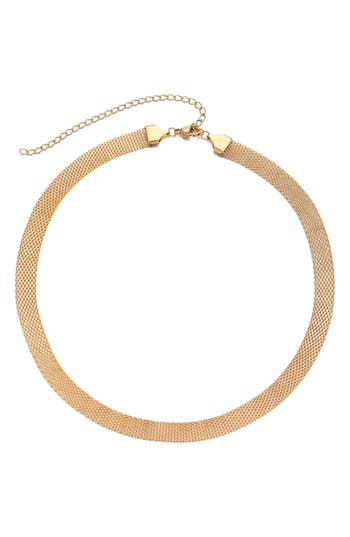 Adornia Tarnish Resistant 18k Gold Plated Mesh Chain Necklace In Gold
