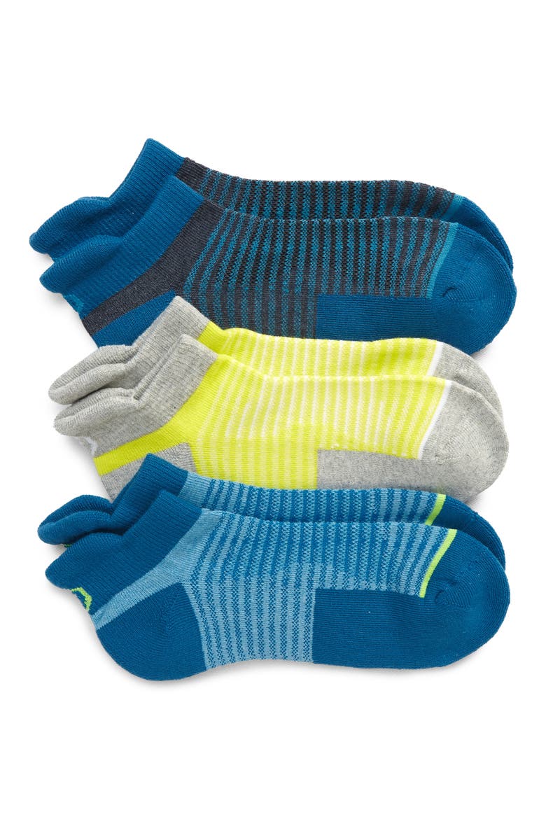 3-Pack Cushion Low Socks, Main, color, SOUR YUZU/ FRENCH BLUE/AQUA