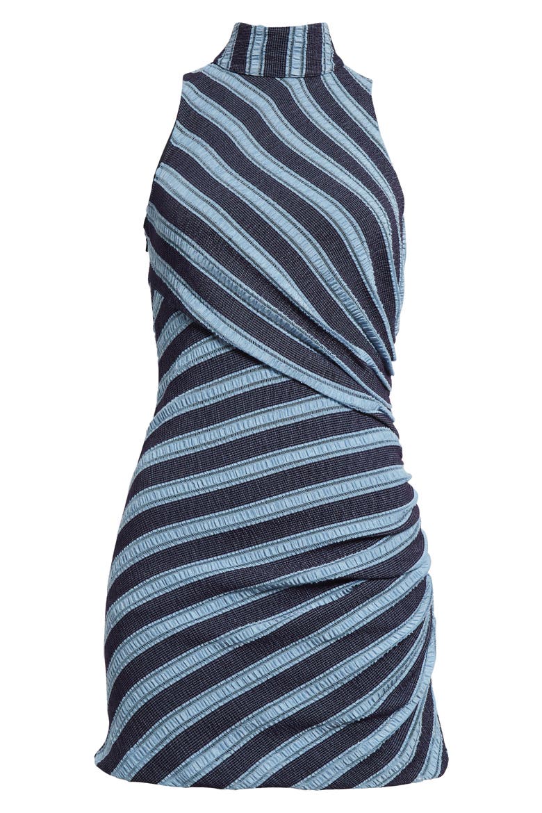 Marisha Directional Stripe Mixed Media Minidress, Alternate, color, RIBBON BLUE STRIPED KNIT