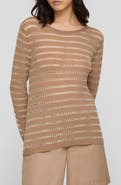 Lafayette 148 New York Metallic Stripe Fine Gauge Cashmere Blend Sweater