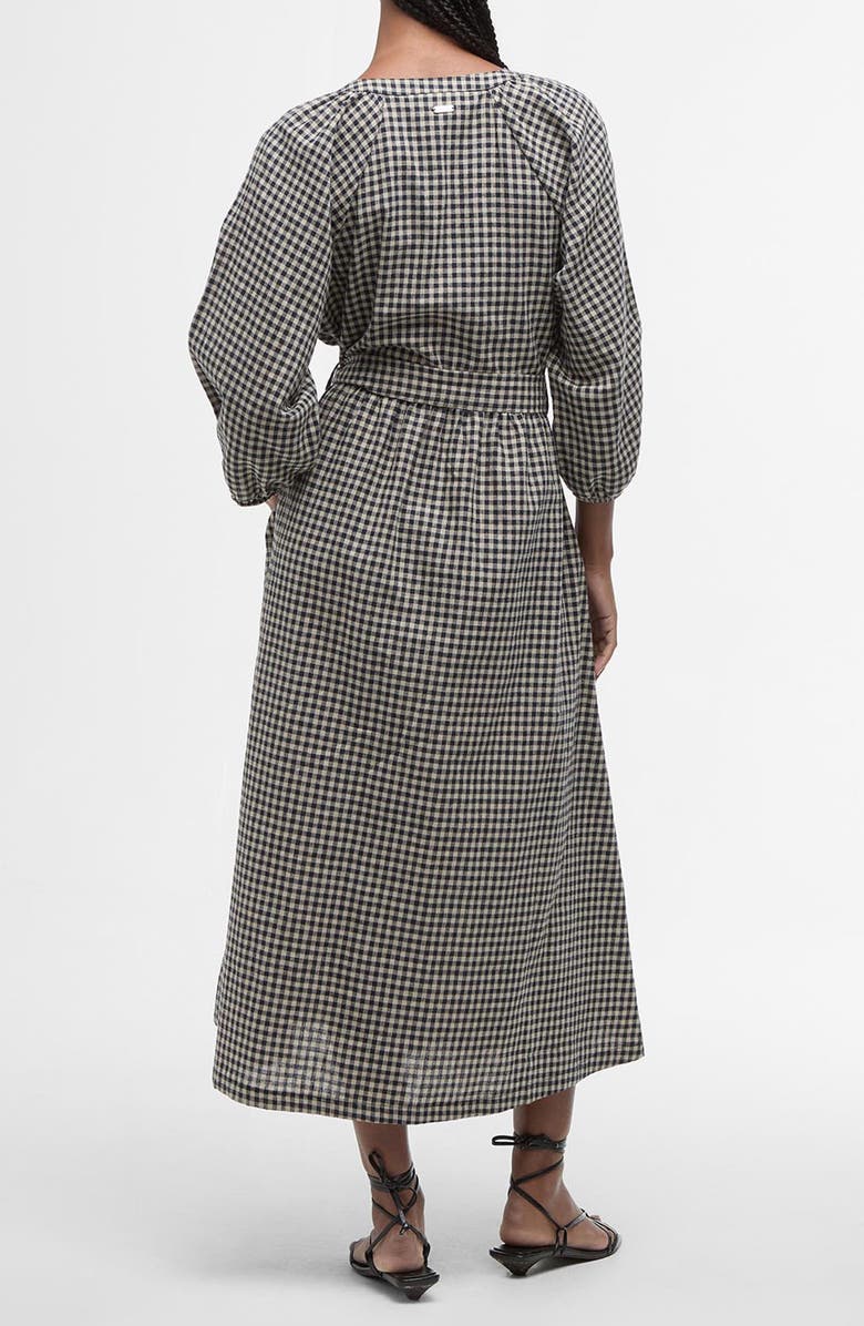 Barbour Suri Gingham Cotton & Linen Midi Dress, Alternate, color, Dark Navy Light Sand