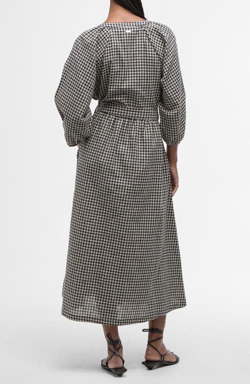 Barbour Suri Gingham Cotton & Linen Midi Dress In Dark Navy Light Sand