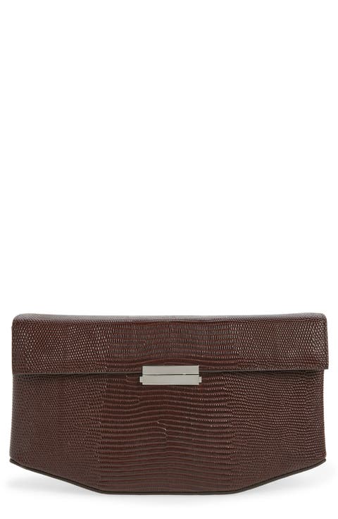 Clip Lizard Embossed Leather Bag