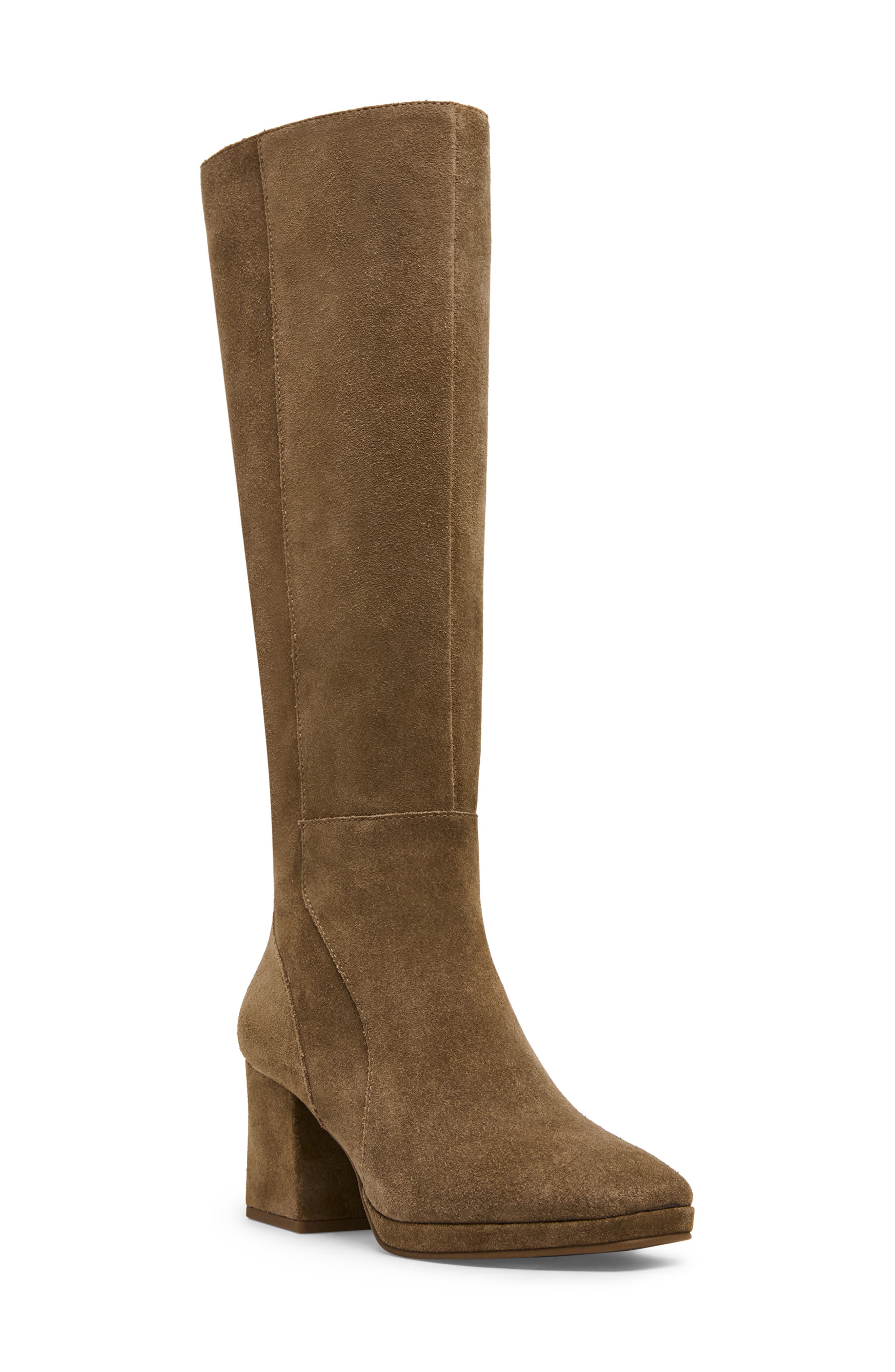 Sofie Waterproof Knee High Platform Boot, Main, color, TAUPE SUEDE