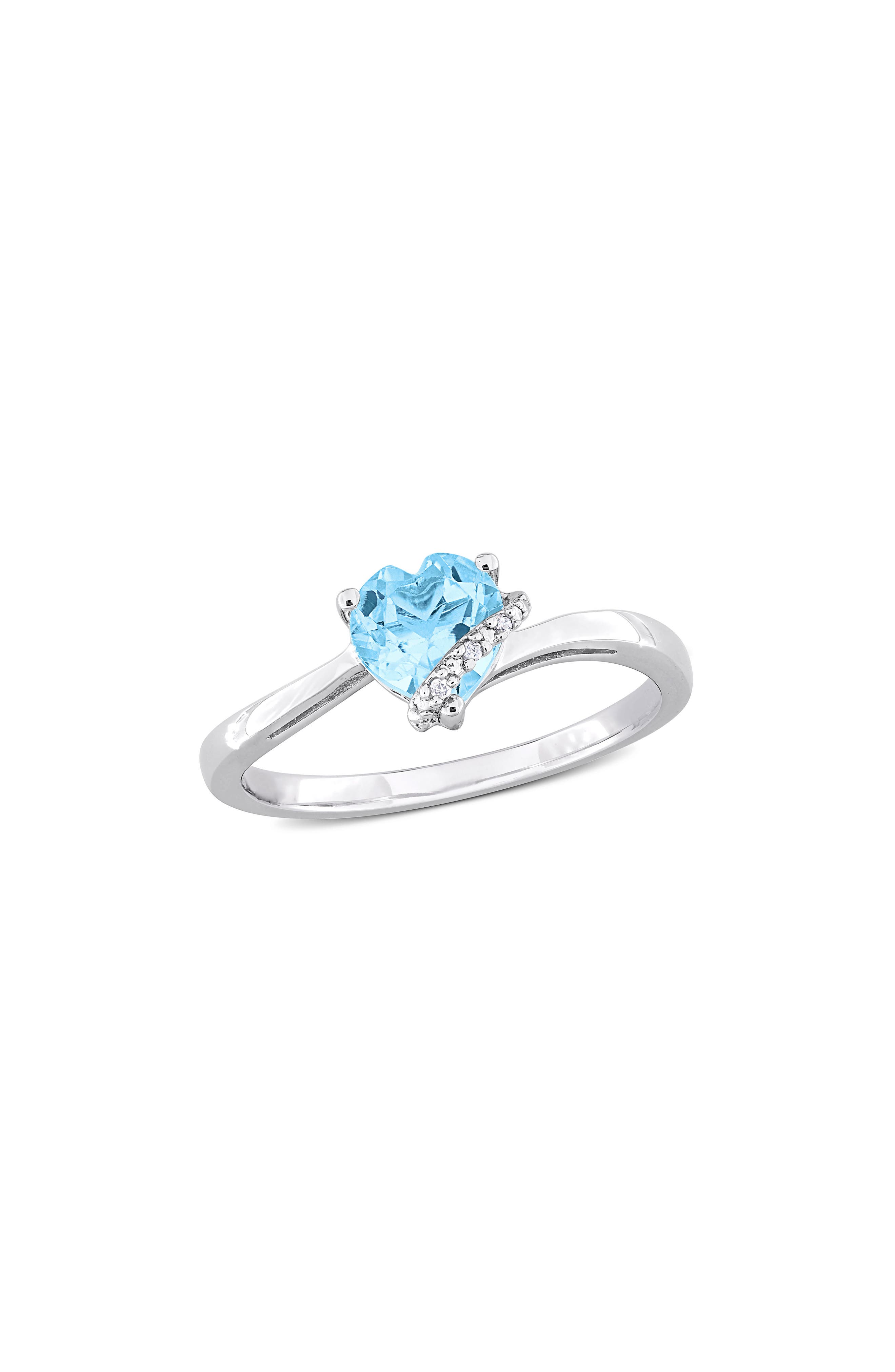 DELMAR Blue Topaz & Diamond Heart Ring - 0.009ct.