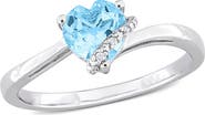 DELMAR Blue Topaz & Diamond Heart Ring - 0.009ct.