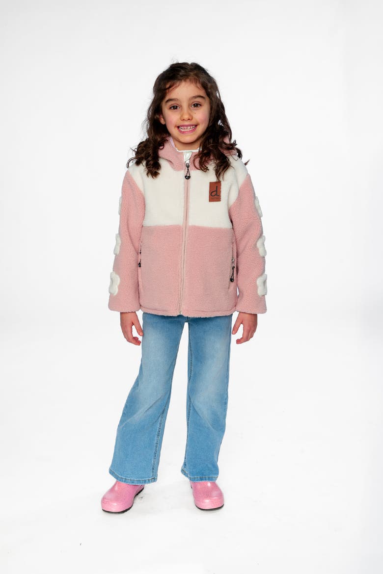 Reversible Mid-Season Fleece Flower Sleeve Hooded Jacket, Alternate, color, Pale Pink