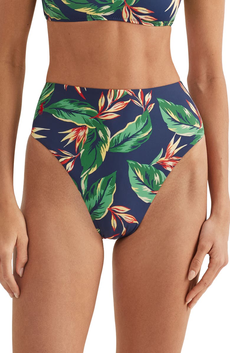 Polo Ralph Lauren High Waist Bikini Bottoms, Main, color, Blue Multi