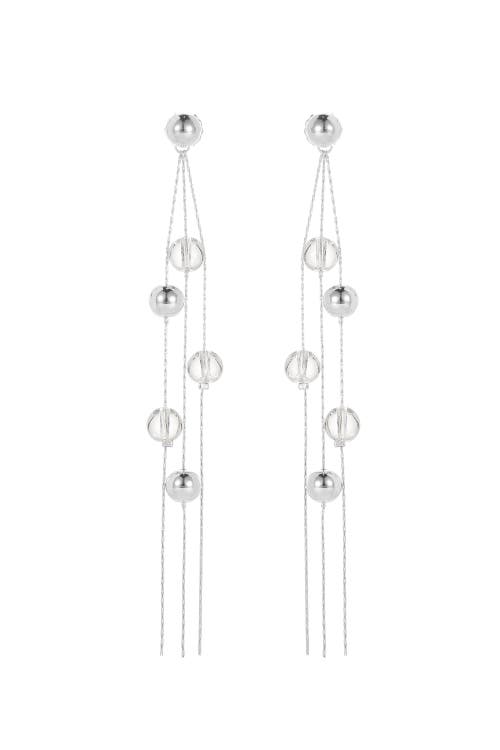 Classicharms Frostlily Mini Clear Crystal And Bead Drop Earrings In Metallic