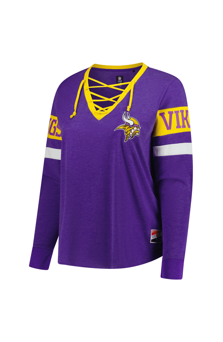 New Era Women's New Era Purple Minnesota Vikings Plus Size Throwback Lace-Up Long Sleeve T-Shirt, Alternate, color, Purple