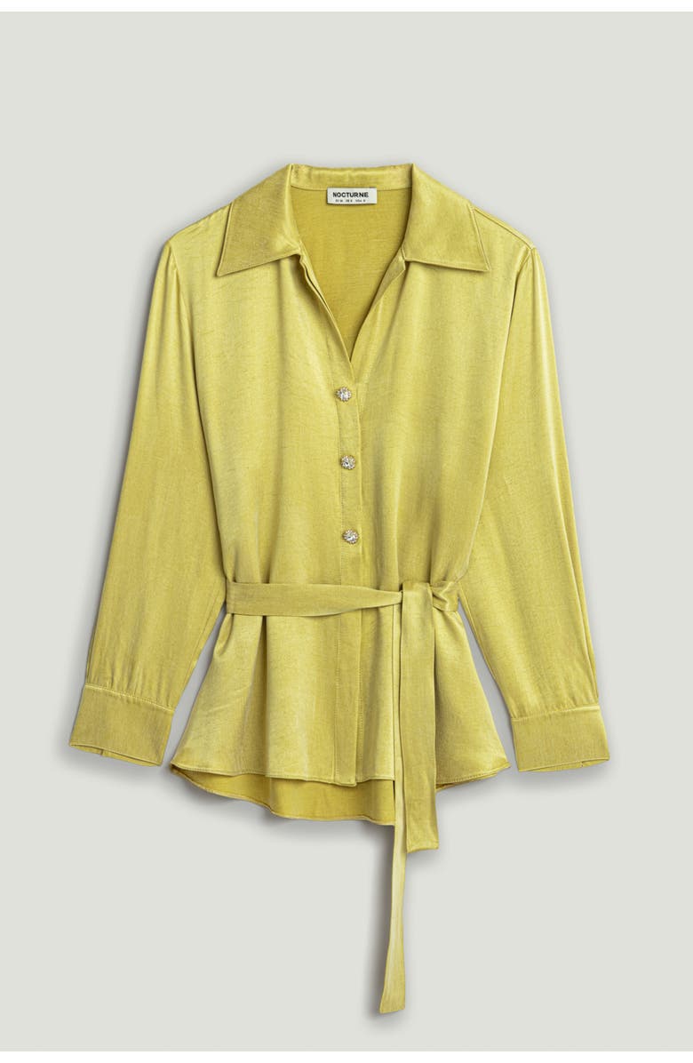 Nocturne Belted Shirt with Statement Buttons, Alternate, color, Yellow