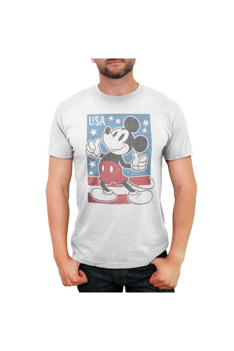 Men's Mickey & Friends American Stamp  Graphic T-Shirt, Main, color, White