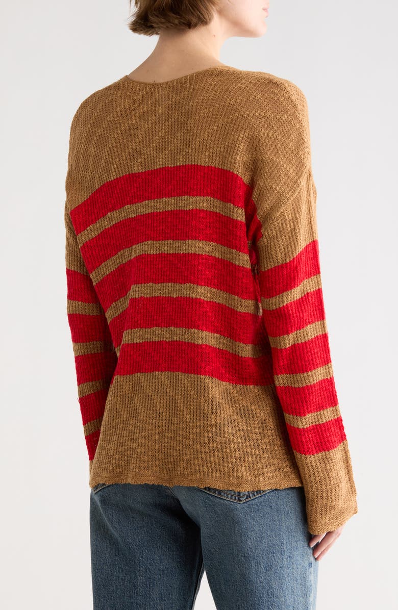 WISHLIST Stripe Long Sleeve Sweater, Alternate, color, Camel/ Red