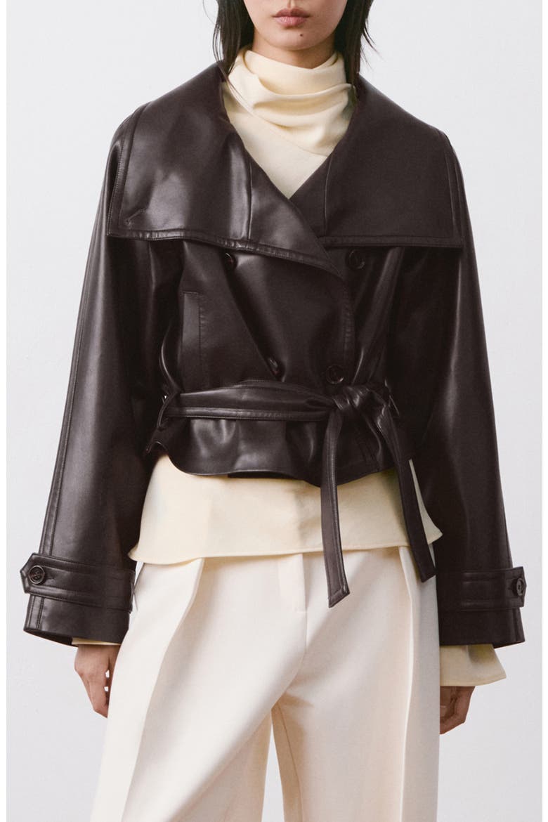 Faux Leather Belted Jacket, Main, color, MAROON