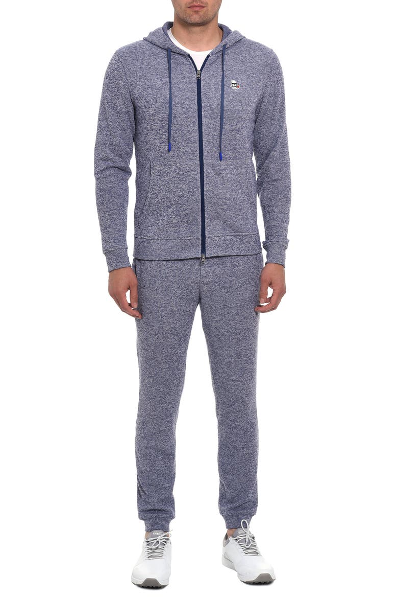 Atom Skull Appliqué Zip Hoodie, Alternate, color, NAVY