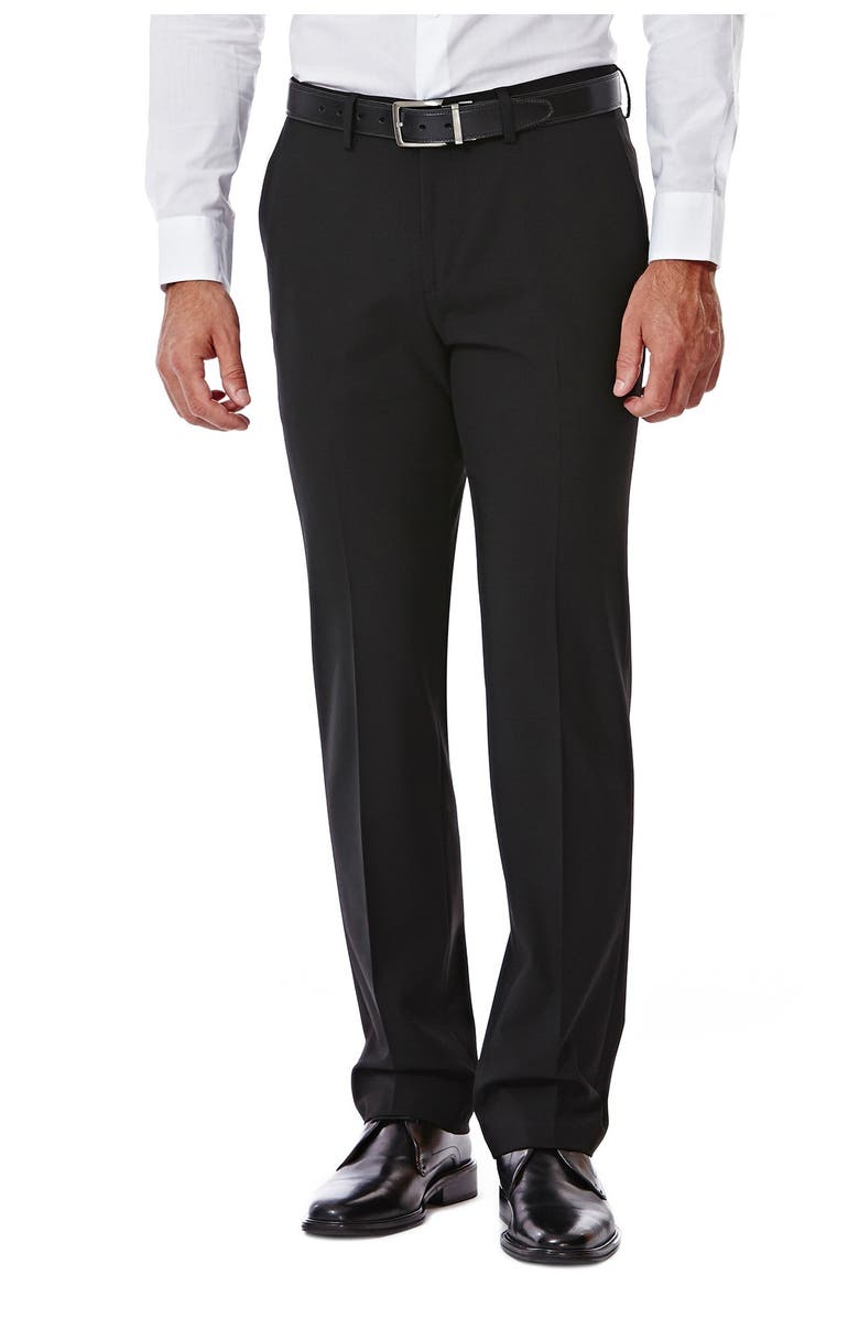 HAGGAR Black Herringbone Ultra Slim Stretch Suit Pants, Main, color, Black