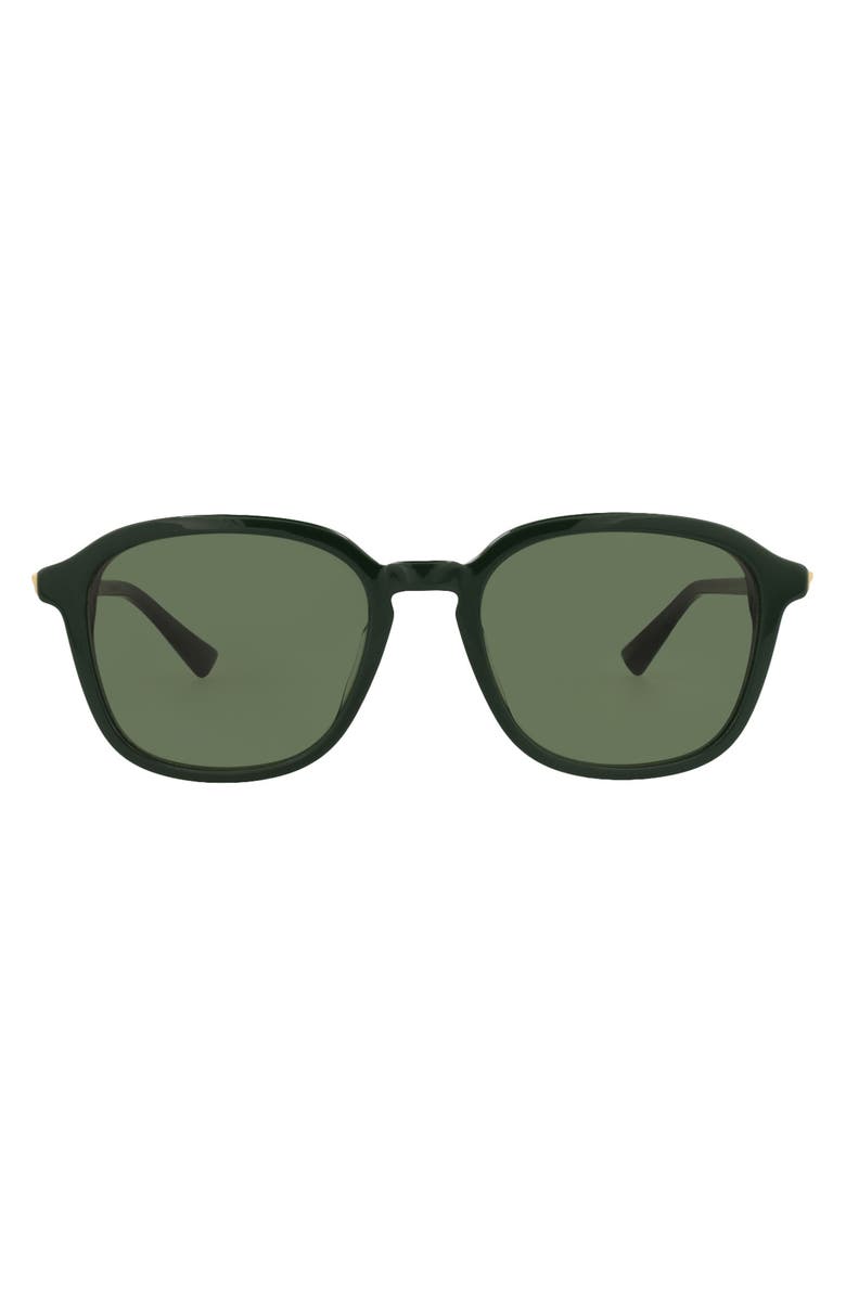 Bottega Veneta 55mm Square Sunglasses, Main, color, Green Green Green