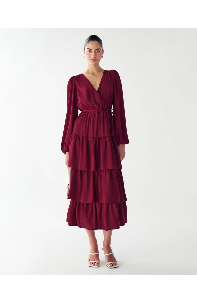 WILLA Koby Midi Dress, Alternate, color, Burgundy