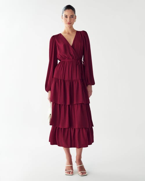 Willa Koby Midi Dress In Burgundy