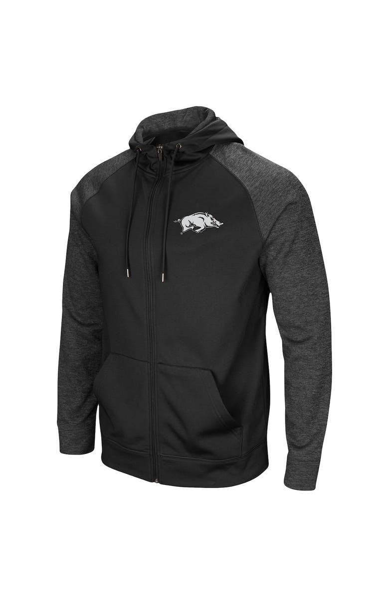 COLOSSEUM Men's Colosseum Black Arkansas Razorbacks Big & Tall Blackout 2.0 Raglan Full-Zip Hoodie, Alternate, color, Black