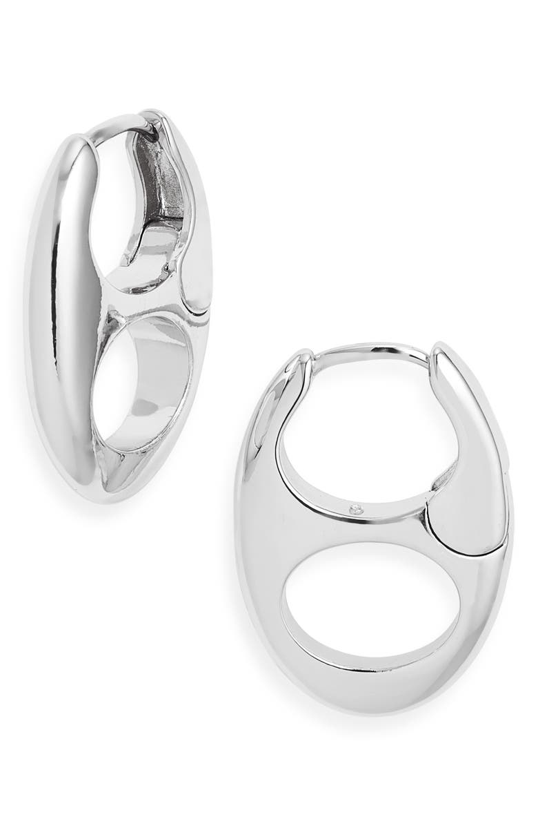 Open Edit Pop Top Huggie Earrings, Main, color, Silver