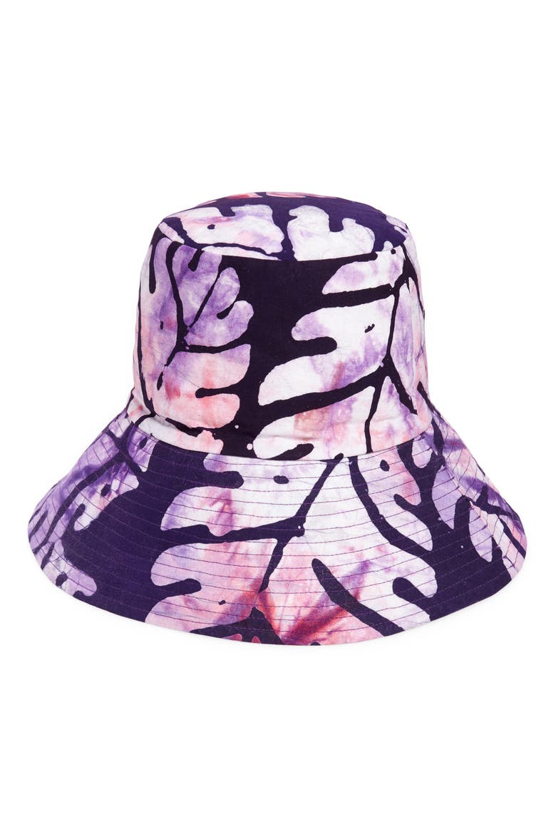 Batik Bucket Hat, Main, color, VIOLET WHITE BIG LEAF