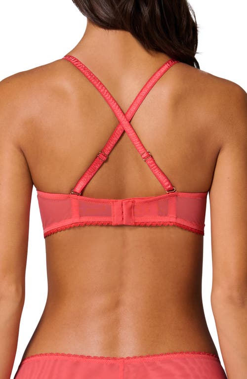 Simone Perele Womens Allure Half-cup Embroidered Mesh Bra Coralia Red In Coralia Red