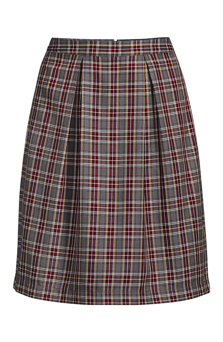 Lands' End School Uniform  Plaid Skort Top of Knee, Alternate, color, Gray Heather/Maroon Plaid