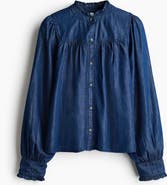 H&M Frill-trimmed Denim Blouse