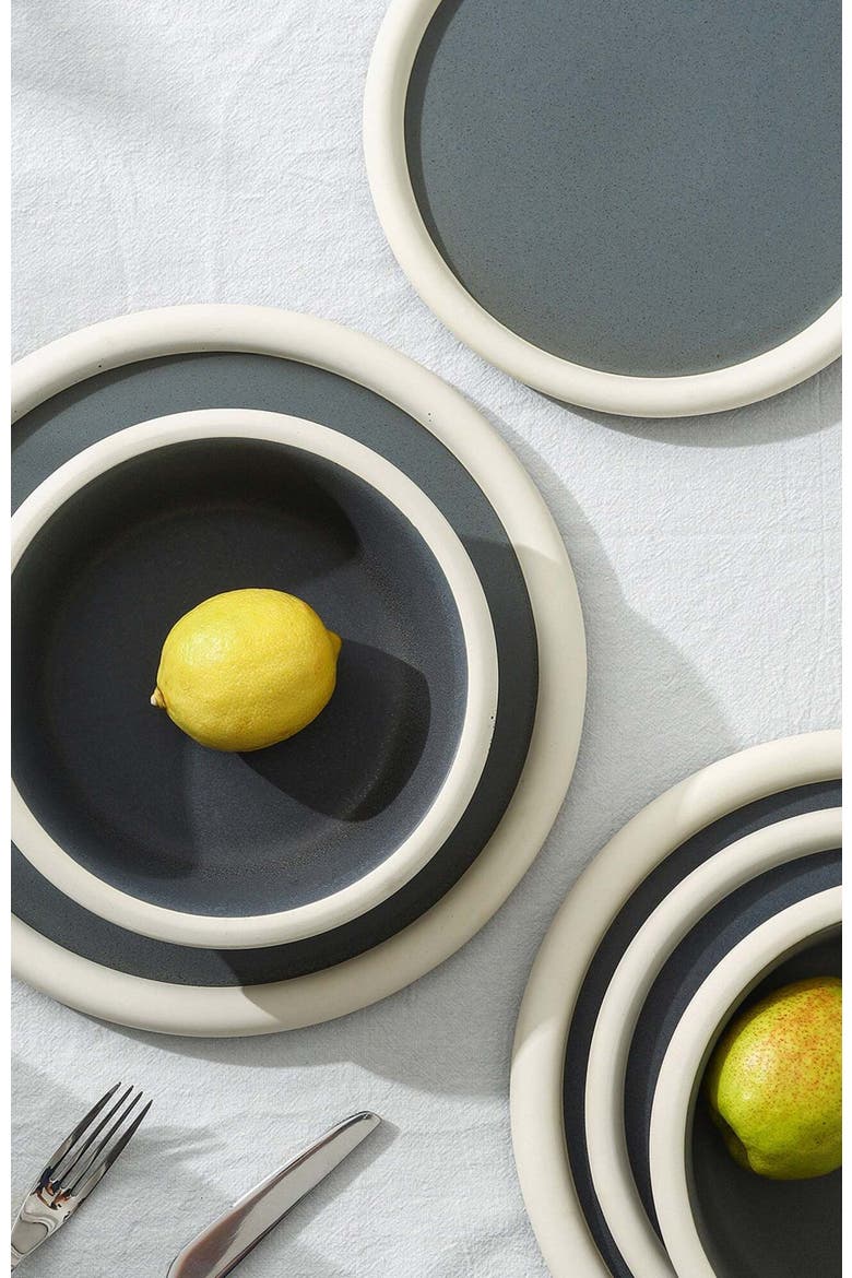 Capri Stoneware 12-Piece Dinnerware Set, Alternate, color, Grey-Blue