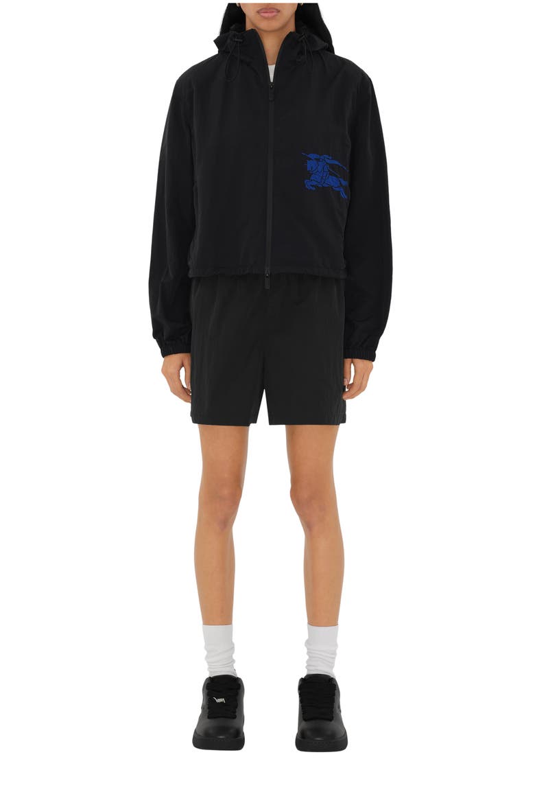 Cropped Nylon Hooded Jacket, Main, color, Black