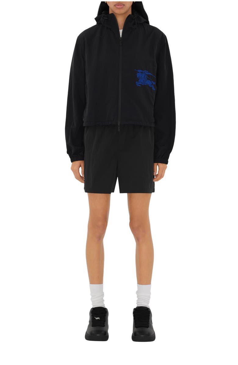 Burberry Cropped Nylon Hooded Jacket, Main, color, Black