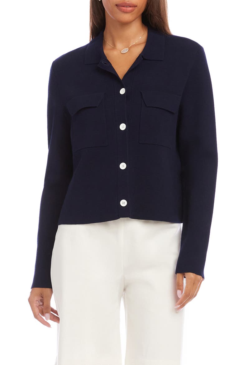 Collared Sweater Jacket, Main, color, NAVY