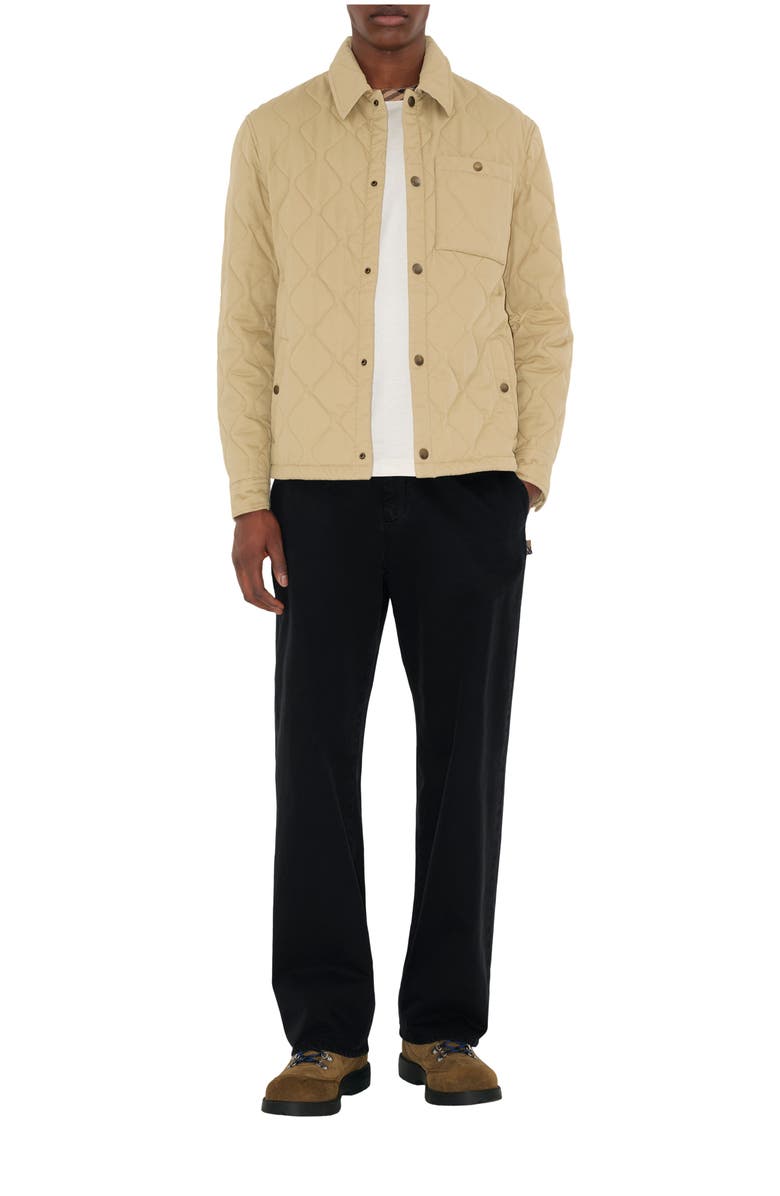 Burberry Quilted Gabardine Overshirt, Main, color, Hamper Beige