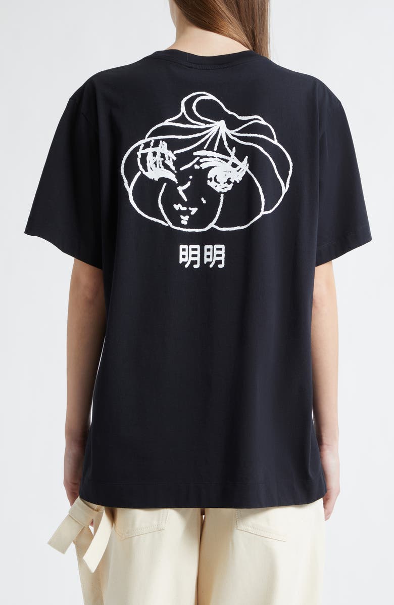 Simone Rocha Dim Sum Logo Print T-Shirt, Alternate, color, Black/ White