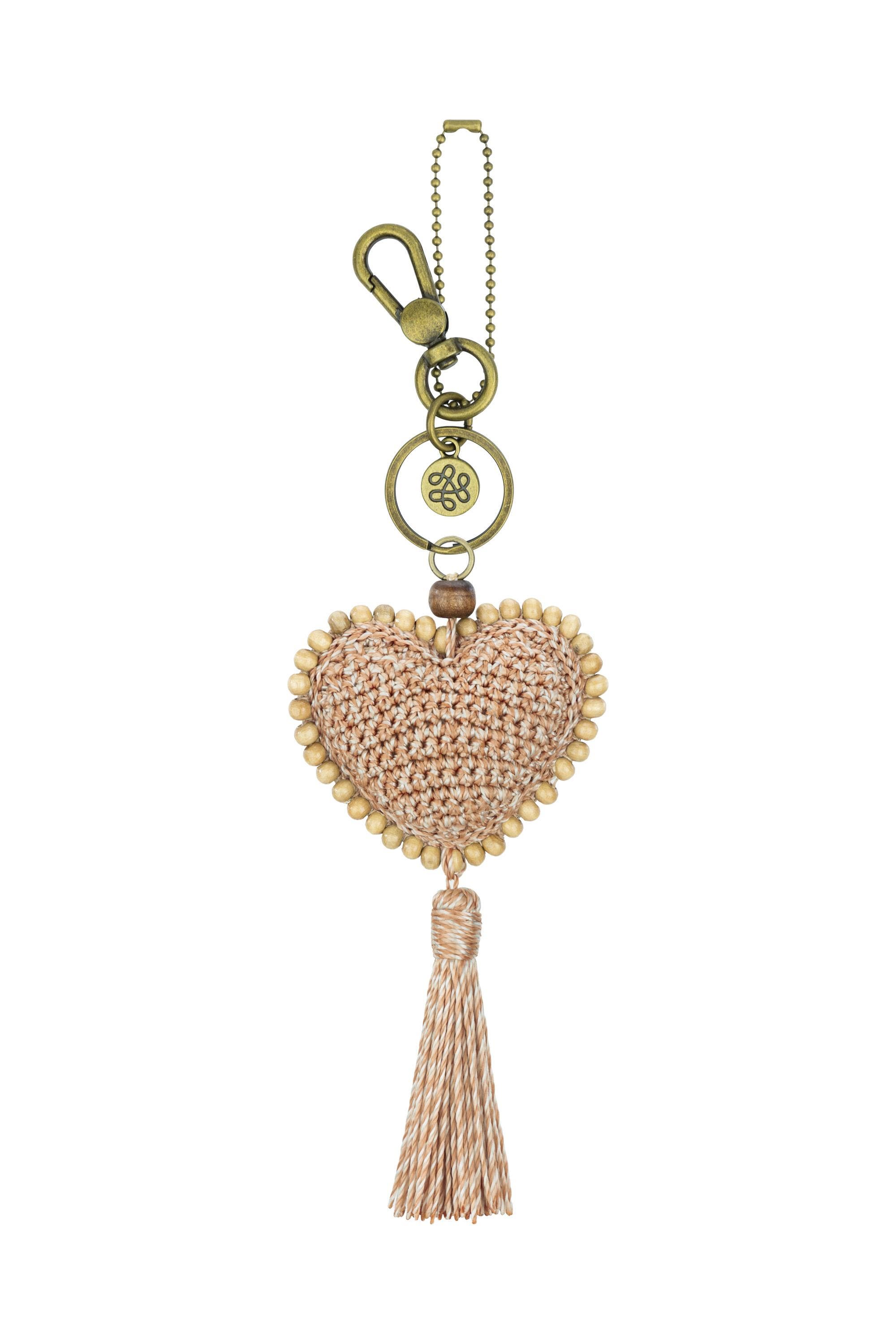 Yarnicharmz Crochet Heart Dangle, Alternate, color, Bamboo Static Tonal