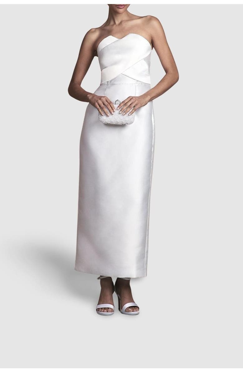 Coast Twill Bow Back Wedding Dress, Alternate, color, Ivory